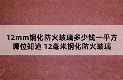 12mm钢化防火玻璃多少钱一平方哪位知道 12毫米钢化防火玻璃